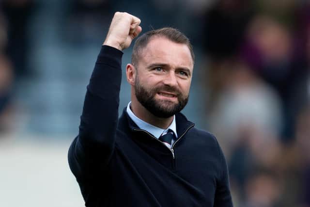 James McPake celebrates after Dundee's 1-0 win over Motherwell.