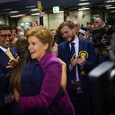 Nicola Sturgeon meets candidates at the council election count in Glasgow on May 6 (Picture: Peter Summers/Getty Images)