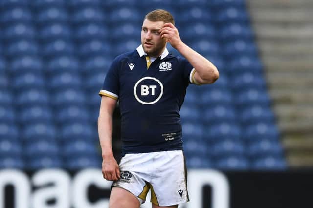 Finn Russell in unlikely to play against Italy after suffering concussion in the defeat by Ireland. Picture: Ross MacDonald/SNS