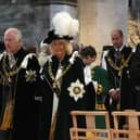 King Charles III and Queen Camilla leave after attending the Order of the Thistle Service at St Giles' Cathedral in Edinburgh. Picture: Andrew Milligan/PA Wire