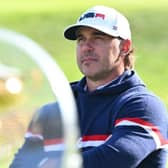 Brooks Koepka waits for the US team official team portraits ahead of the 44th Ryder Cup at the Marco Simone Golf & Country Club in Rome. Picture: Andreas Solaro/AFP via Getty Images.