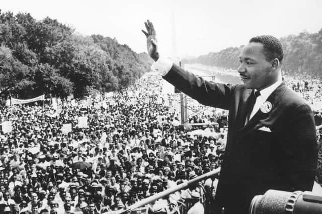 Martin Luther King Jr pictured as he addresses crowds during the March On Washington at the Lincoln Memorial, Washington DC, where he gave his 'I Have A Dream' speech. (Pic: Getty Images)