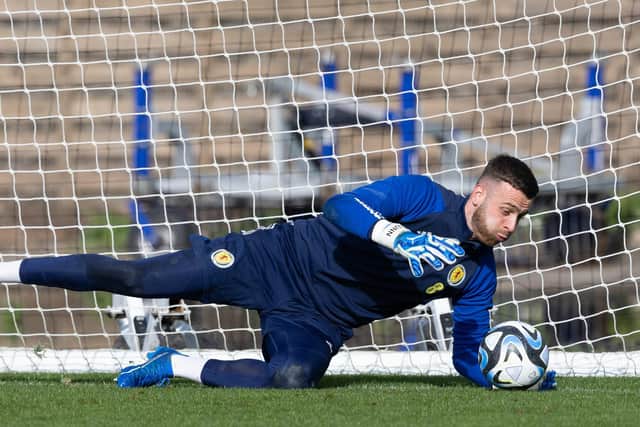 Angus Gunn is currently in possession of the Scotland gloves.