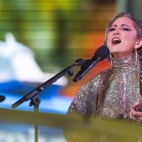 KT Tunstall performs at the Times Square New Year's Eve celebration on Friday, Dec. 31, 2021, in New York. (Photo by Ben Hider/Invision/AP)