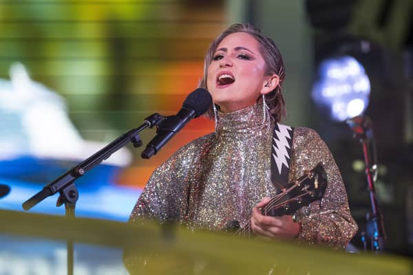 KT Tunstall performs at the Times Square New Year's Eve celebration on Friday, Dec. 31, 2021, in New York. (Photo by Ben Hider/Invision/AP)