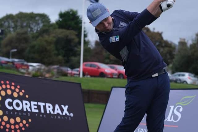 Graeme Robertson tees off in the Tartan Pro Tour's Leven Links Classic. Picture: Tartan Pro Tour