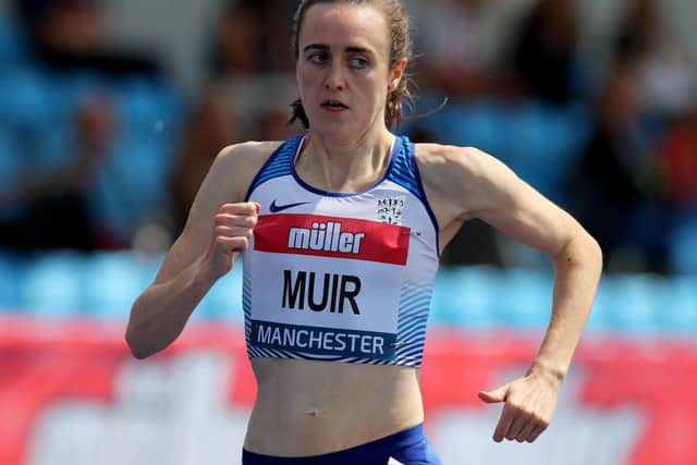 Laura Muir of Dundee on her way to winning the Womens 800m Heat 2 on Day Two of the Muller British Athletics Championships at Manchester Regional Arena on June 26, 2021 in Manchester, England. (Photo by Ashley Allen/Getty Images)