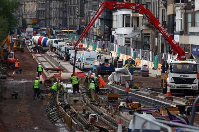Tram line construction in Princes Street in 2009, which caused prolonged disruption to Edinburgh city centre because of a dispute between contractors and the council. (Photo by Jeff J Mitchell/Getty Images)