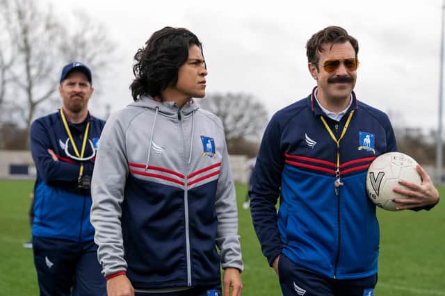 A whole new ball game for Jason Sudeikis (right) as Ted Lasso