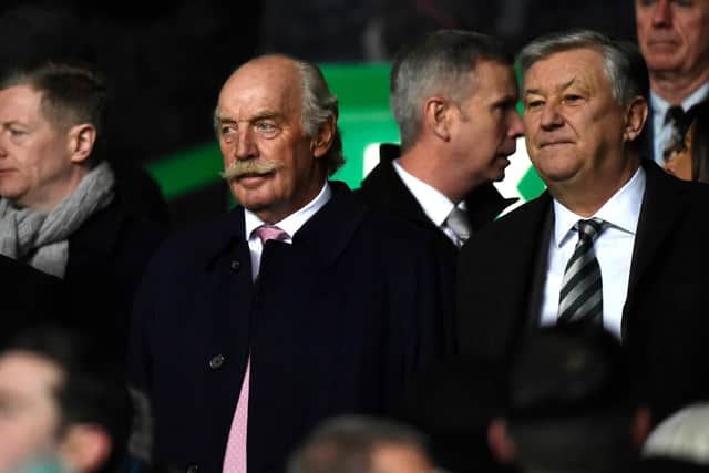 Celtic major shareholder Dermot Desmond (left) and club chief executive Peter Lawwell are accused of being part of a board asleep at the wheel this season (Photo by SNS Group/Rob Casey