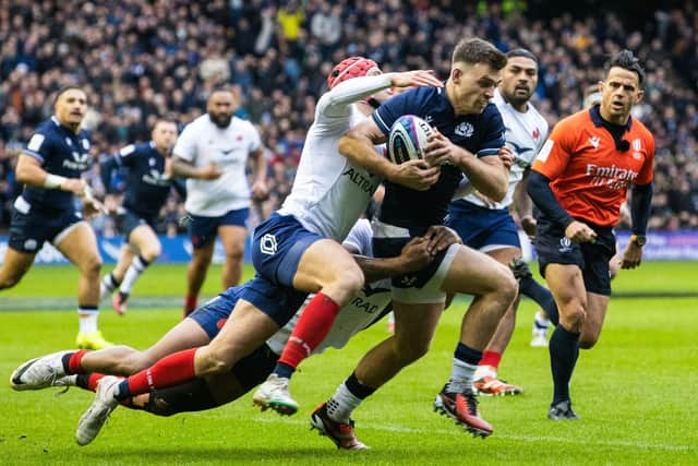 Ben White's try against France was cited by Pete Horne as an example of Scotland profiting from a turnover attack after creating unstructured play. (Photo by Craig Williamson / SNS Group)