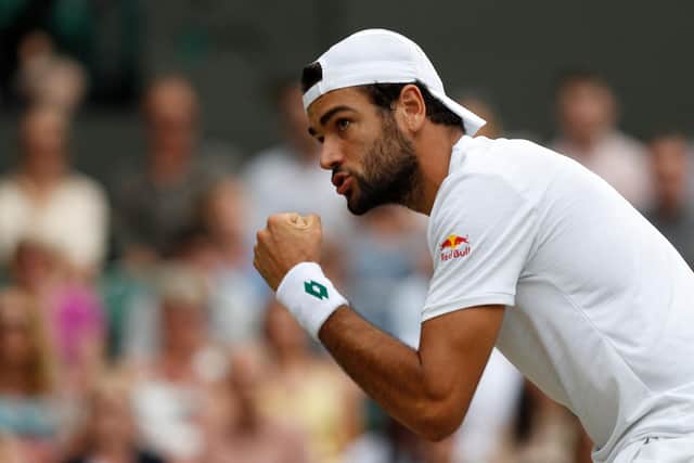 Matteo Berrettini celebrates another forehand winner on his charge to the men's final