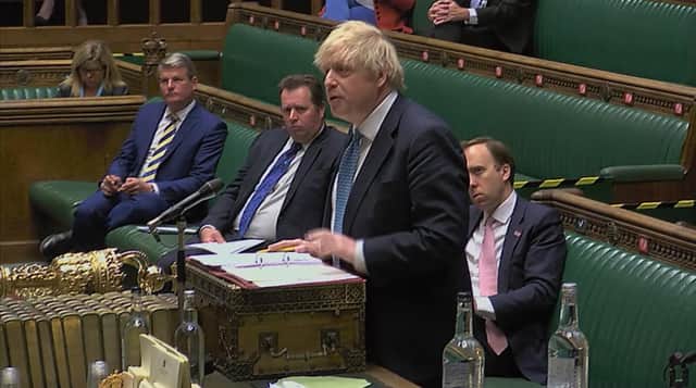 Boris Johnson speaks during Prime Minister's Questions in the House of Commons