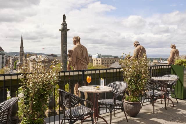 Lamplighters, named for the Robert Louis Stevenson poem, where members can enjoy drinks, meals and views of the Edinburgh skyline. Pic: Contributed