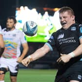 Glasgow Warriors' Johnny Matthews celebrates his third try in the win over Zebre at Scotstoun. (Photo by Ross MacDonald / SNS Group)