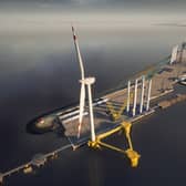 A CGI image showing the proposed outer berth at the Port of Leith with a floating foundation and offshore wind turbine (Picture: Forth Ports)