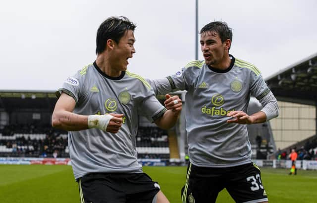 Celtic's Oh Hyeon-gyu, left, scored last weekend for Celtic in the 5-1 win over St Mirren.