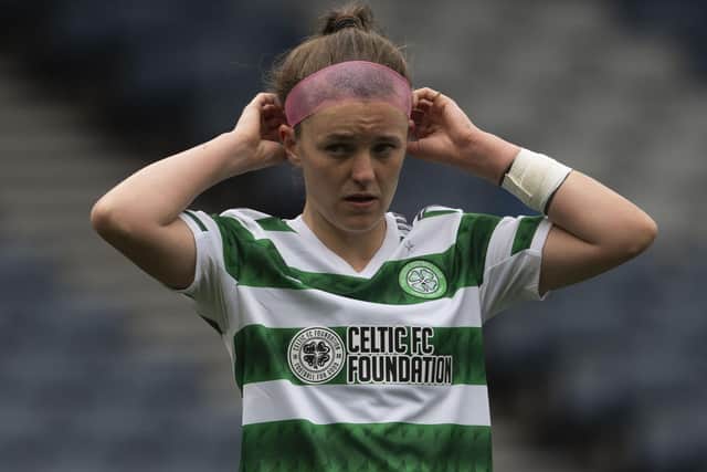 Celtic defender Caitlin Hayes reacted furiously to her disallowed goal against Rangers. (Photo by Craig Foy / SNS Group)