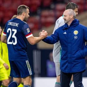 Will Scotland manager Steve Clarke (right) give Andy Considine a Euro 2020 call-up? (Photo by Craig Williamson / SNS Group)