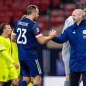 Will Scotland manager Steve Clarke (right) give Andy Considine a Euro 2020 call-up? (Photo by Craig Williamson / SNS Group)