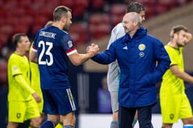 Will Scotland manager Steve Clarke (right) give Andy Considine a Euro 2020 call-up? (Photo by Craig Williamson / SNS Group)