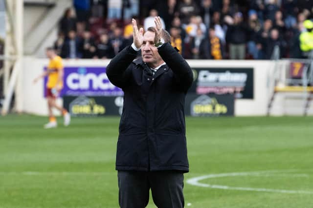Celtic manager Brendan Rodgers at full-time after the 2-1 win over Motherwell. (Photo by Alan Harvey / SNS Group)