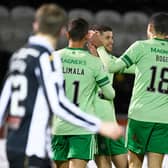 Celtic's Ryan Christie celebrates his goal with team mates during the 4-0 win over St Mirren (Photo by Rob Casey / SNS Group)