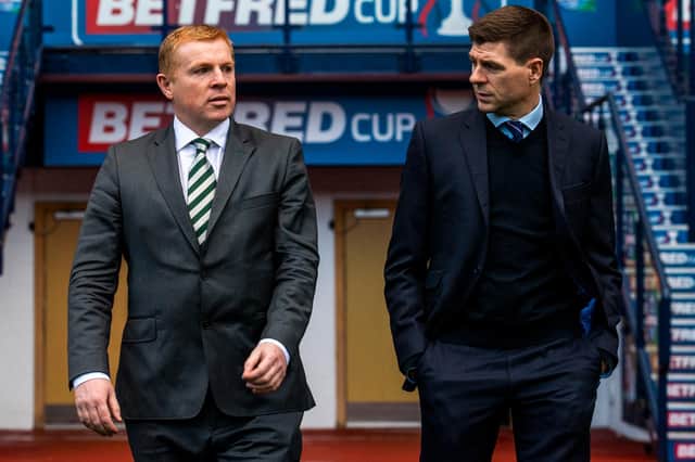 Celtic boss Neil Lennon and Rangers manager Steven Gerrard. Picture: SNS