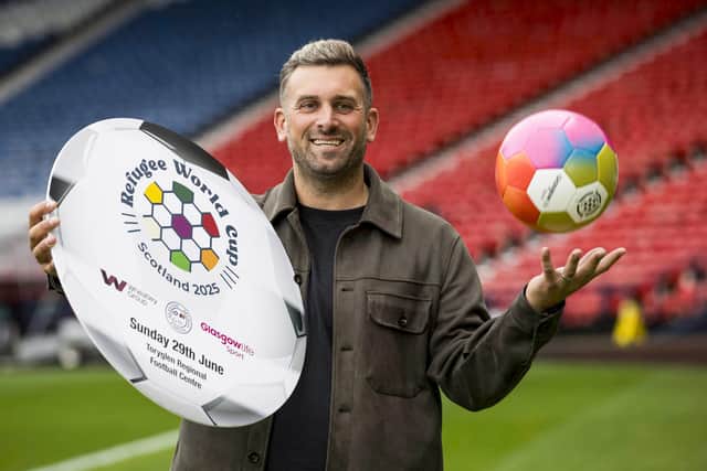 Cammy Bell at the Hampden launch of the Refugee World Cup Scotland 2025 tournament (Photo by Craig Williamson / SNS Group)
