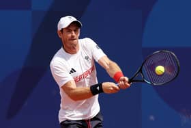 Andy Murray plays a backhand during the tennis training session ahead of the Paris 2024 Olympic Games at Roland Garros. (Photo by Clive Brunskill/Getty Images)