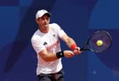 Andy Murray plays a backhand during the tennis training session ahead of the Paris 2024 Olympic Games at Roland Garros. (Photo by Clive Brunskill/Getty Images)