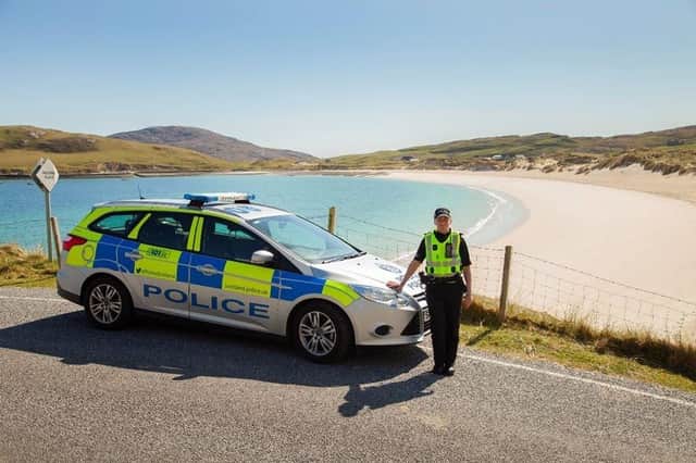 Constable Sara Hamilton has swapped her work on financial fraud in Edinburgh to spend six months serving this islands of Barra and Vatersay