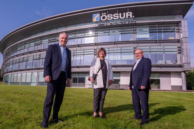 Innovation minister Richard Lochhead, Scottish Enterprise managing director of innovation Jane Martin and Össur vice president of R&D upper limb prosthetics Hugh Gill.