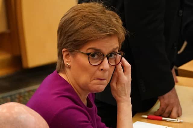 First Minister Nicola Sturgeon during First Minster's Questions (FMQ's) in the debating chamber of the Scottish Parliament