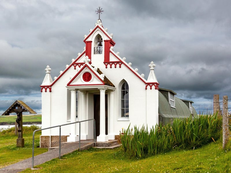 This Catholic chapel can be found on Lamb Holm in the Orkney Islands. It was constructed in World War II by Italian prisoners of war who had been housed on the island while they built the Churchill Barriers.
