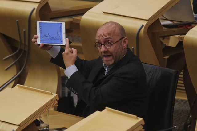 Scottish Green Party co-leader Patrick Harvie during a debate concerning vaccine certification at the Scottish Parliament in Holyrood.
