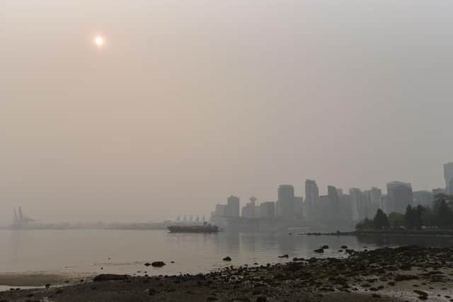 Smoke from forest fires in Washington, Oregon and California clouds the sky over Vancouver, Canada (Picture: Don MacKinnon/AFP via Getty Images)