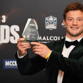 George Horne wins the Glasgow Warriors McCrea Financial Services Player of the Season at the Hilton Hotel on April 23, 2023.  (Photo by Ross MacDonald / SNS Group)