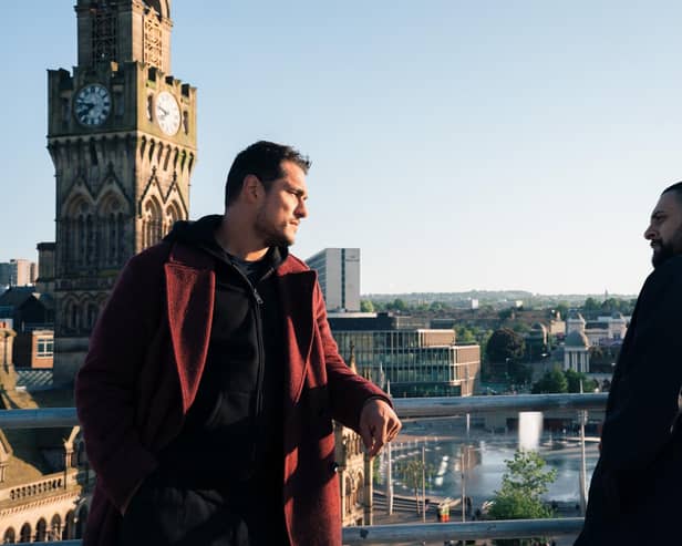 Staz Nair as Harry Virdee and Vikash Bhai as Riaz Hyatt in Virdee. Picture: BBC /Magical Society/David Gennard