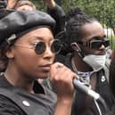 Sasha Johnson pictured in August speaking during the Million People March in London (PA).