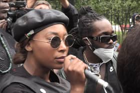 Sasha Johnson pictured in August speaking during the Million People March in London (PA).