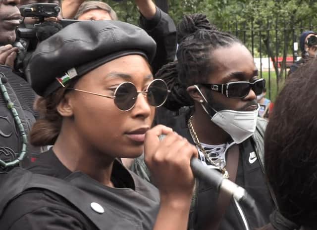 Sasha Johnson pictured in August speaking during the Million People March in London (PA).