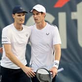 Jamie and Andy Murray in doubles action in Washington DC last year.