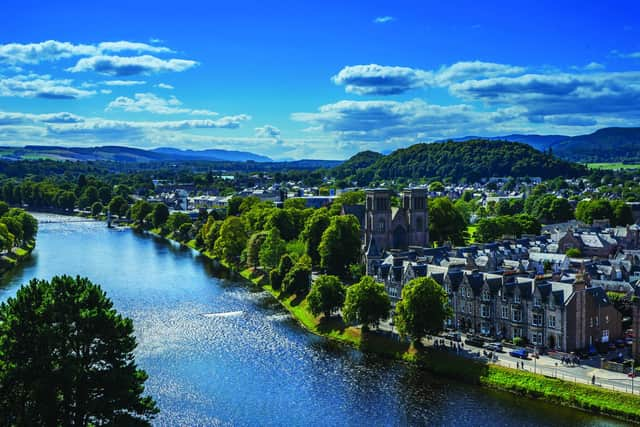 City view of Inverness with River Ness made from Inverness Castle