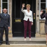 First Minister Nicola Sturgeon announces the appointment of Green Party Ministers Patrick Harvie and Lorna Slater last year