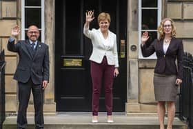 First Minister Nicola Sturgeon announces the appointment of Green Party Ministers Patrick Harvie and Lorna Slater last year