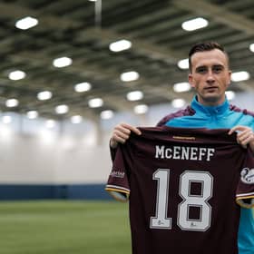 Aaron McEneff is hoping to make his Hearts debut tonight against Ayr United. Pic: Heart of Midlothian FC