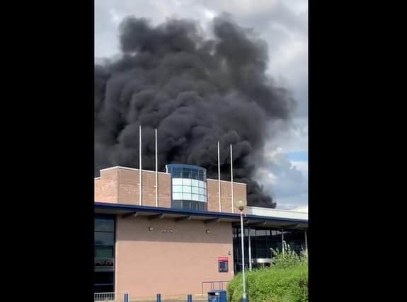 Fire at the Scotstoun Leisure Centre on Wednesday (Photo: @ScottSweeney73)