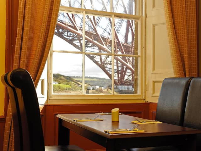 The former dining room at the Albert Hotel, North Queensferry, with spectacular views of the Forth Rail Bridge