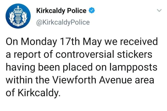 The tweet posted by Kirkcaldy Police